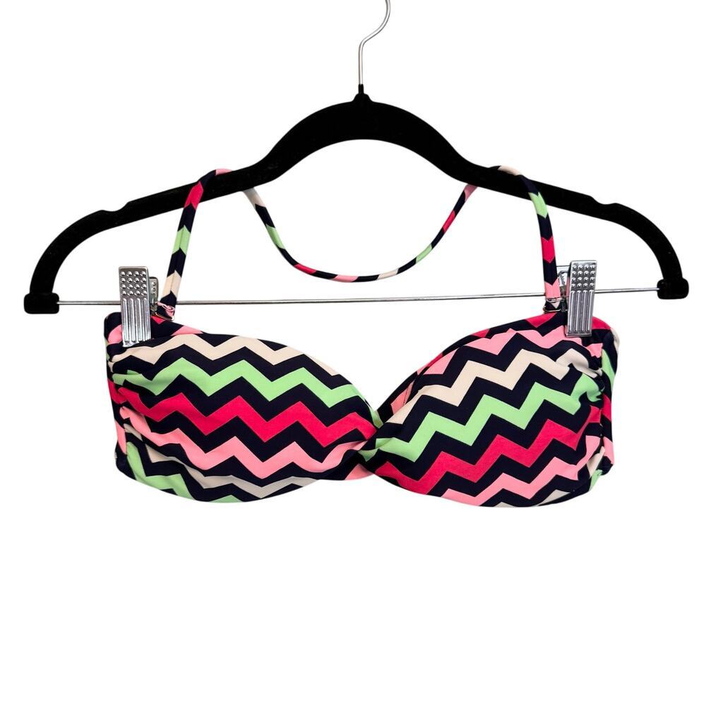 Xhilaration Bikini Swimsuit Top Womens M Pink Zigzag Chevron Swim Beach Summer